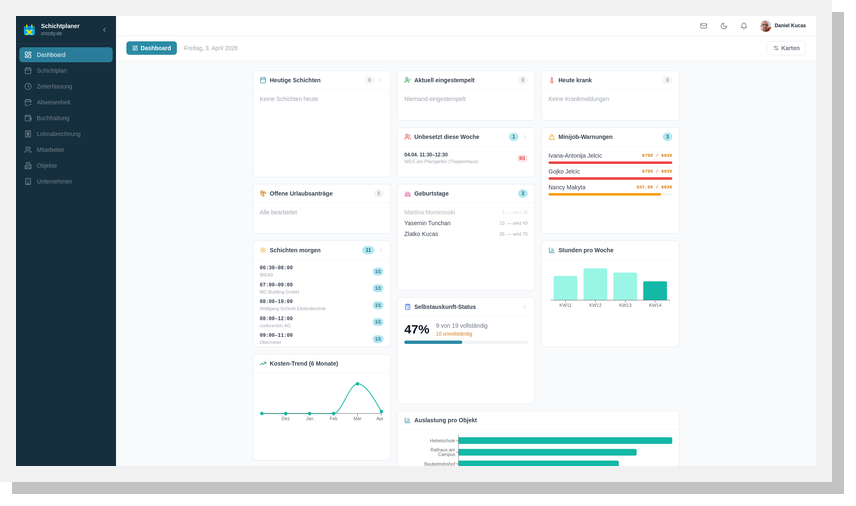 Schichtplaner Dashboard